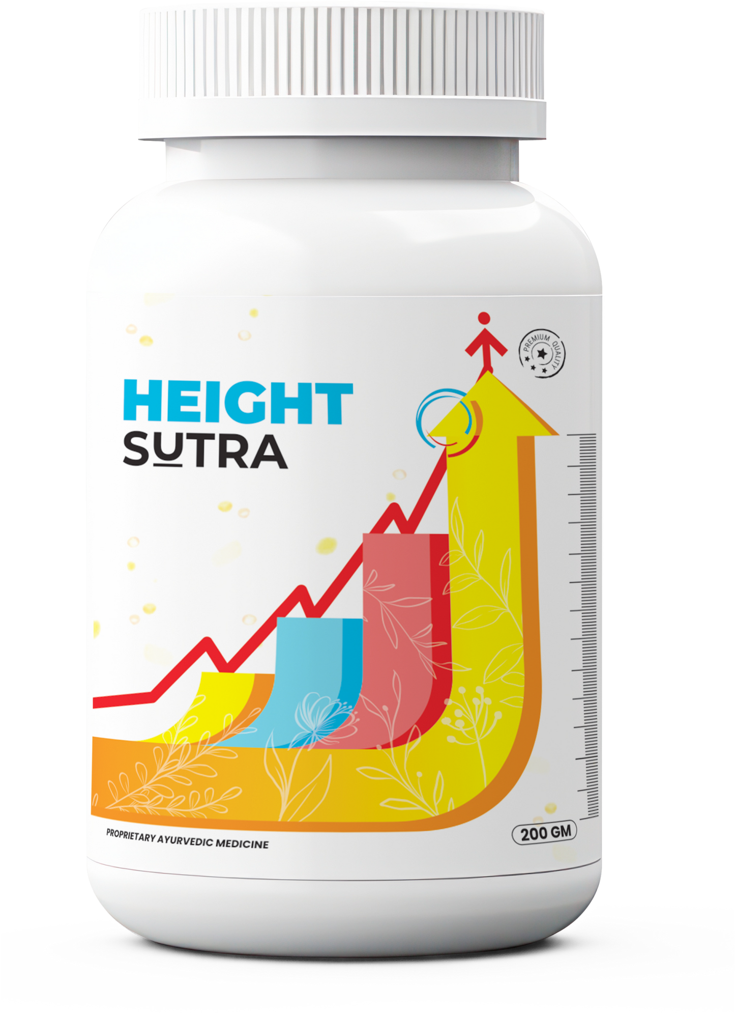 height supplement Labelled with Height Sutra and arrow in upwards direction on white background