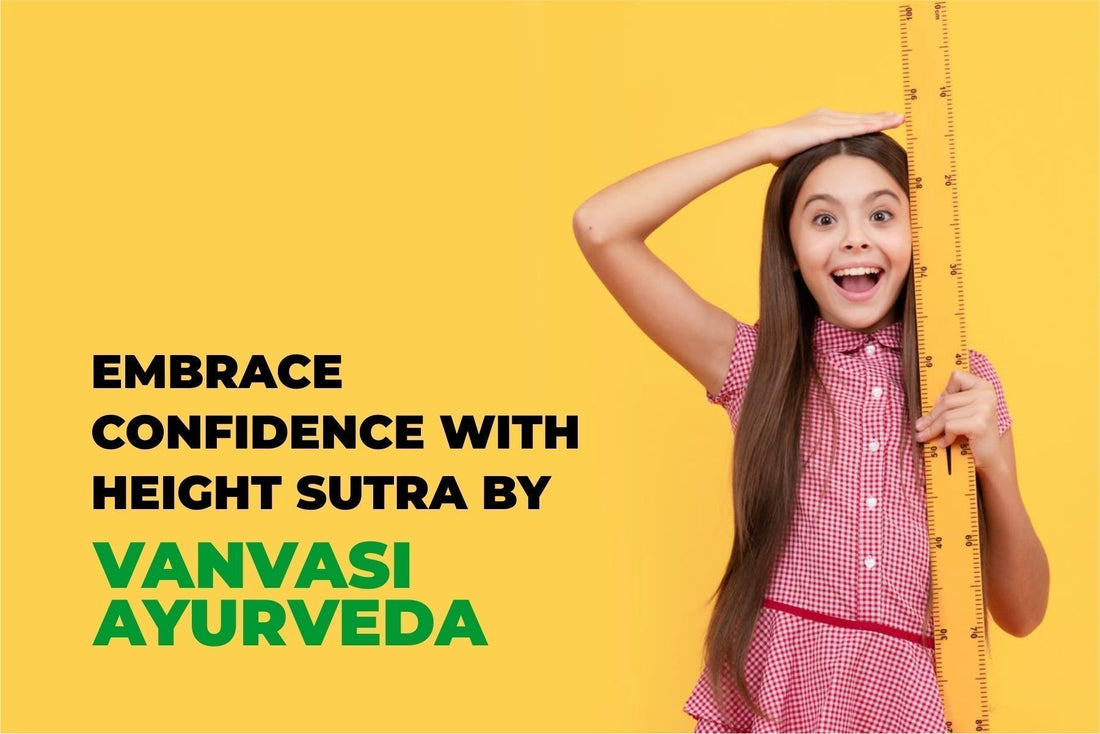 a girl holding a scale showinhg effectiveness of best ayurvedic powder height sutra 