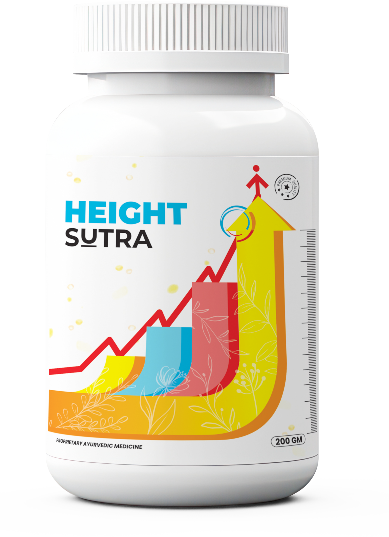 height supplement Labelled with Height Sutra and arrow in upwards direction on white background